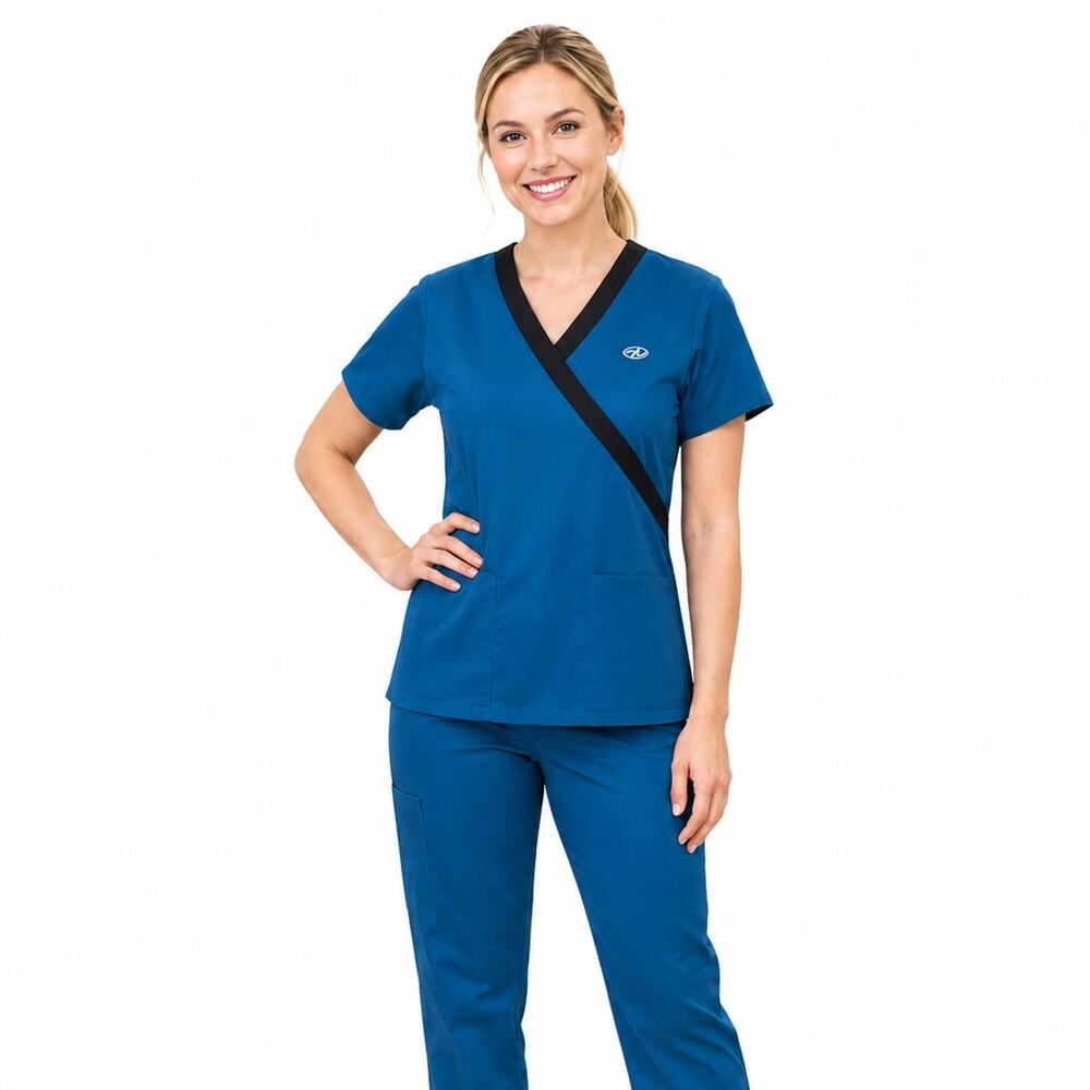 New York Laundry Medics Teal Blue Shortsleeve Scrub Top, S